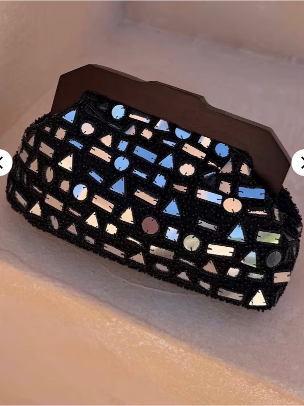Never Fully Dressed  Beaded Mirror Mosaic Evening Clutch - Picture 9 of 9